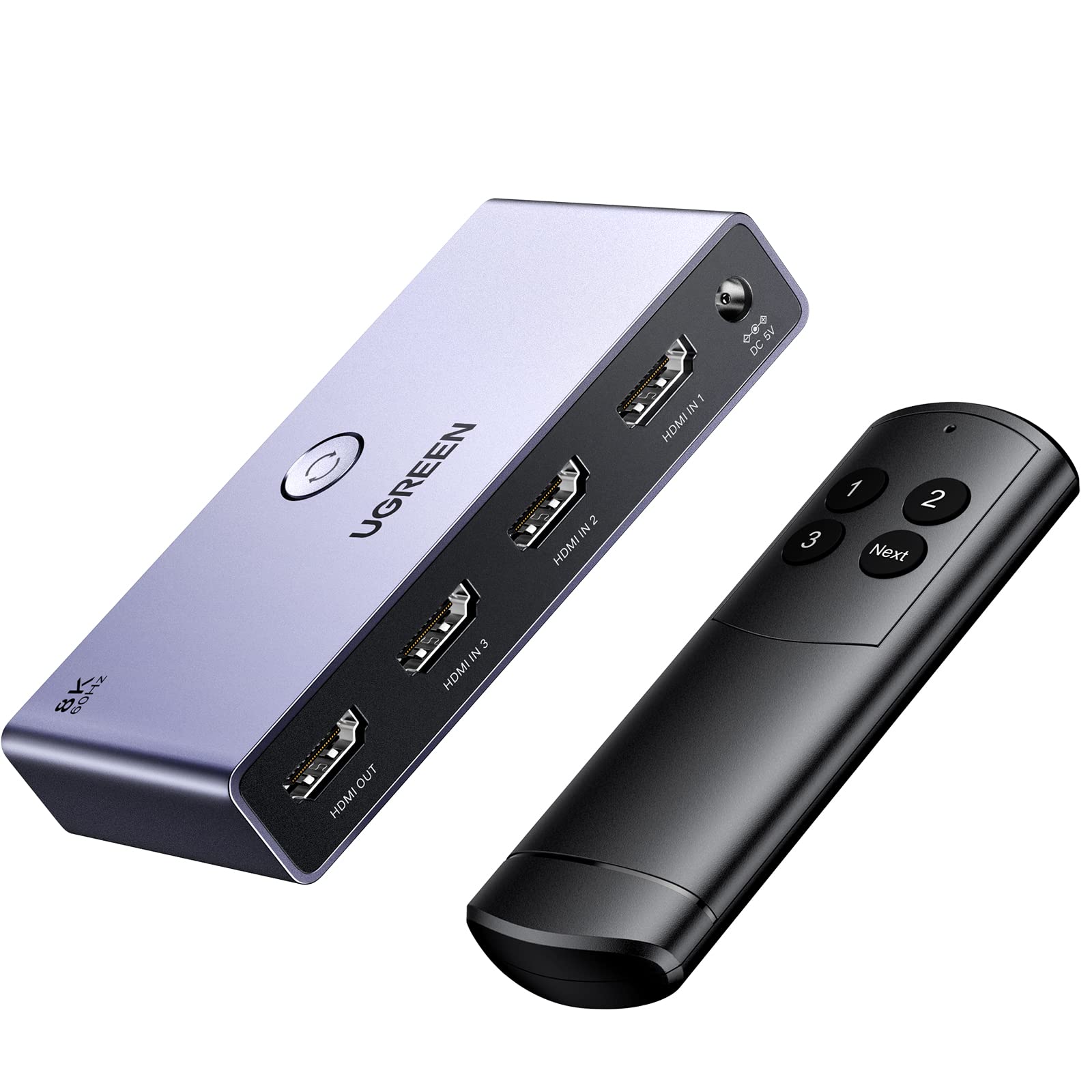 UGREEN HDMI 2.1 Switch Aluminum Ultra HD 8K@60Hz 3 in 1 Out HDMI Splitter with Remote Switcher Box Support 3D CEC HDR HDCP2.3 Compatible with PS4/3 Xbox Nintendo Switch Roku TV Fire Stick