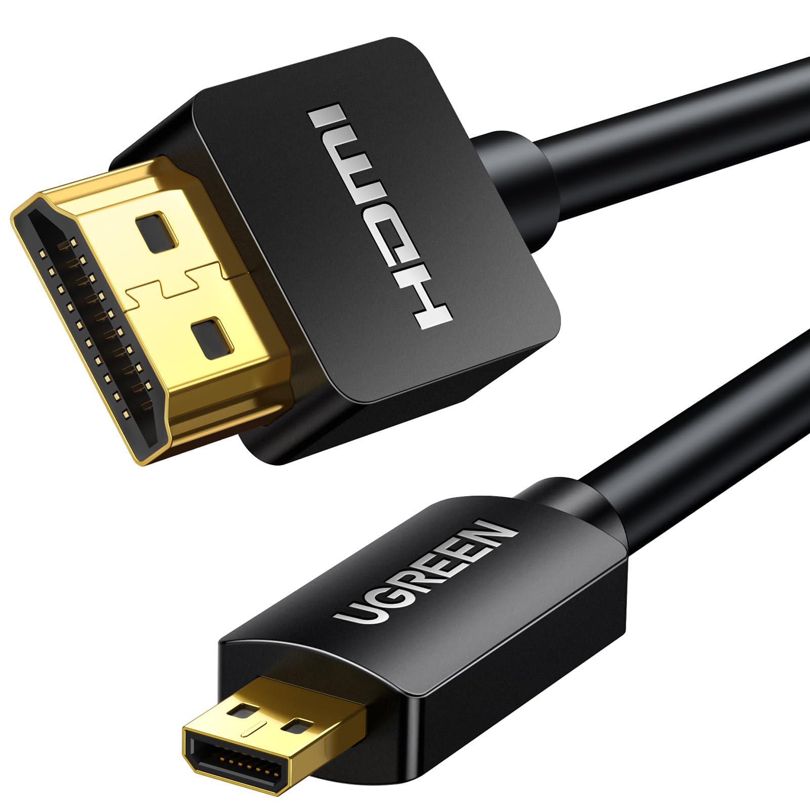 UGREEN Micro HDMI to HDMI Cable Adapter 4K 60Hz Ethernet Audio Return Channel Compatible with GoPro Hero 7/6 Raspberry Pi 5 Retroid Pocket 3+/3 Yoga 3 B500 Camera Video Capture Card 3FT