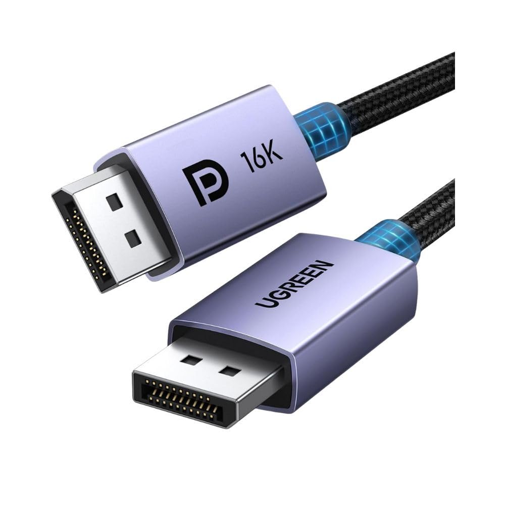 UGREEN 16K 6.6FT DisplayPort Cable 2.1 [VESA Certified] DP2.1 40Gbps Support 8K@240Hz 4K@240Hz HDR, HDCP, DSC 1.2a, Braided Display Port Cable Cord Compatible FreeSync G-Sync Video Card Monitor