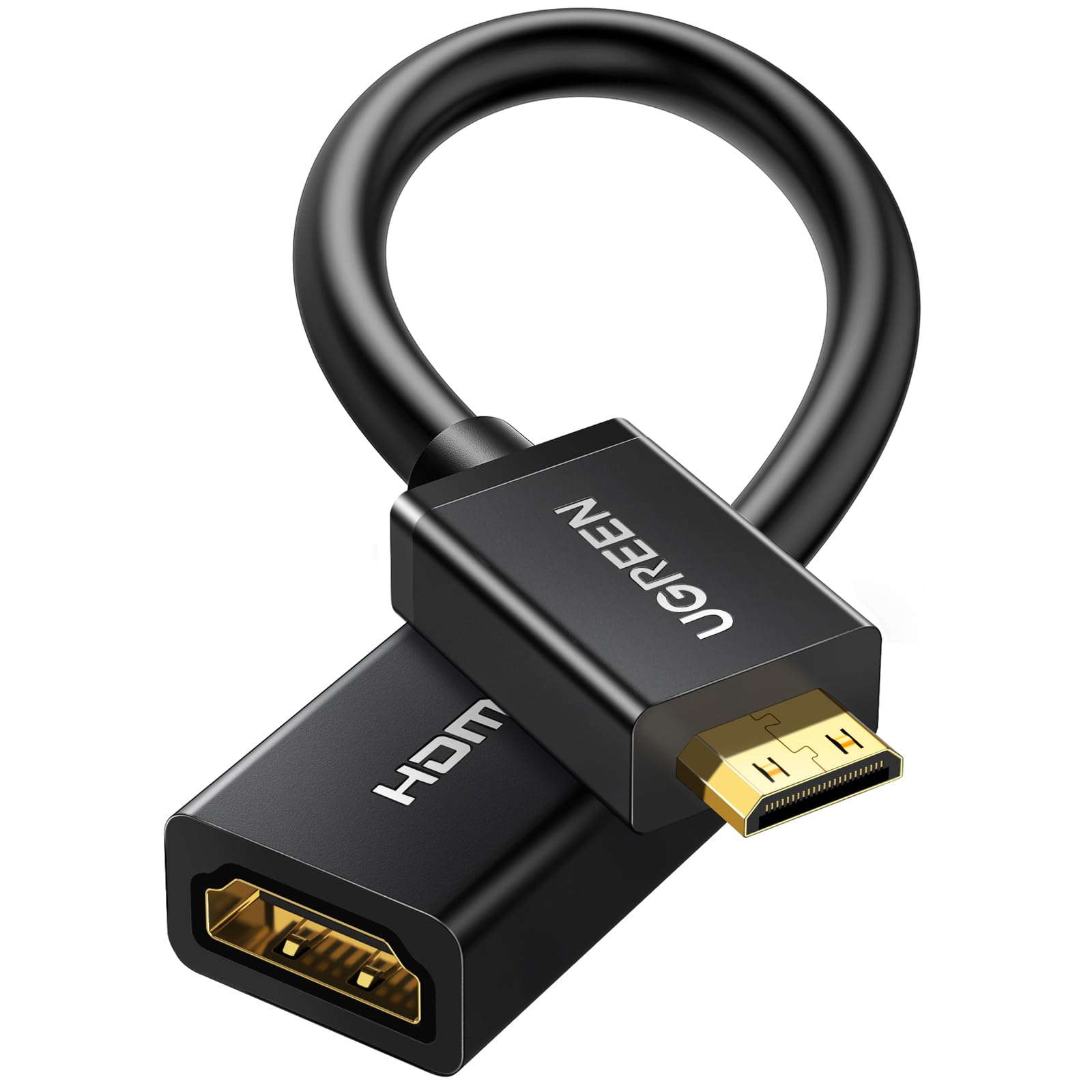 UGREEN Mini HDMI to HDMI Adapter 4K 60Hz Male to Female Adapter Compatible with Raspberry Pi, Portable Monitors, DSLR Cameras, Camcorders, Laptops, Projectors, Tablets Graphics Cards 0.6FT