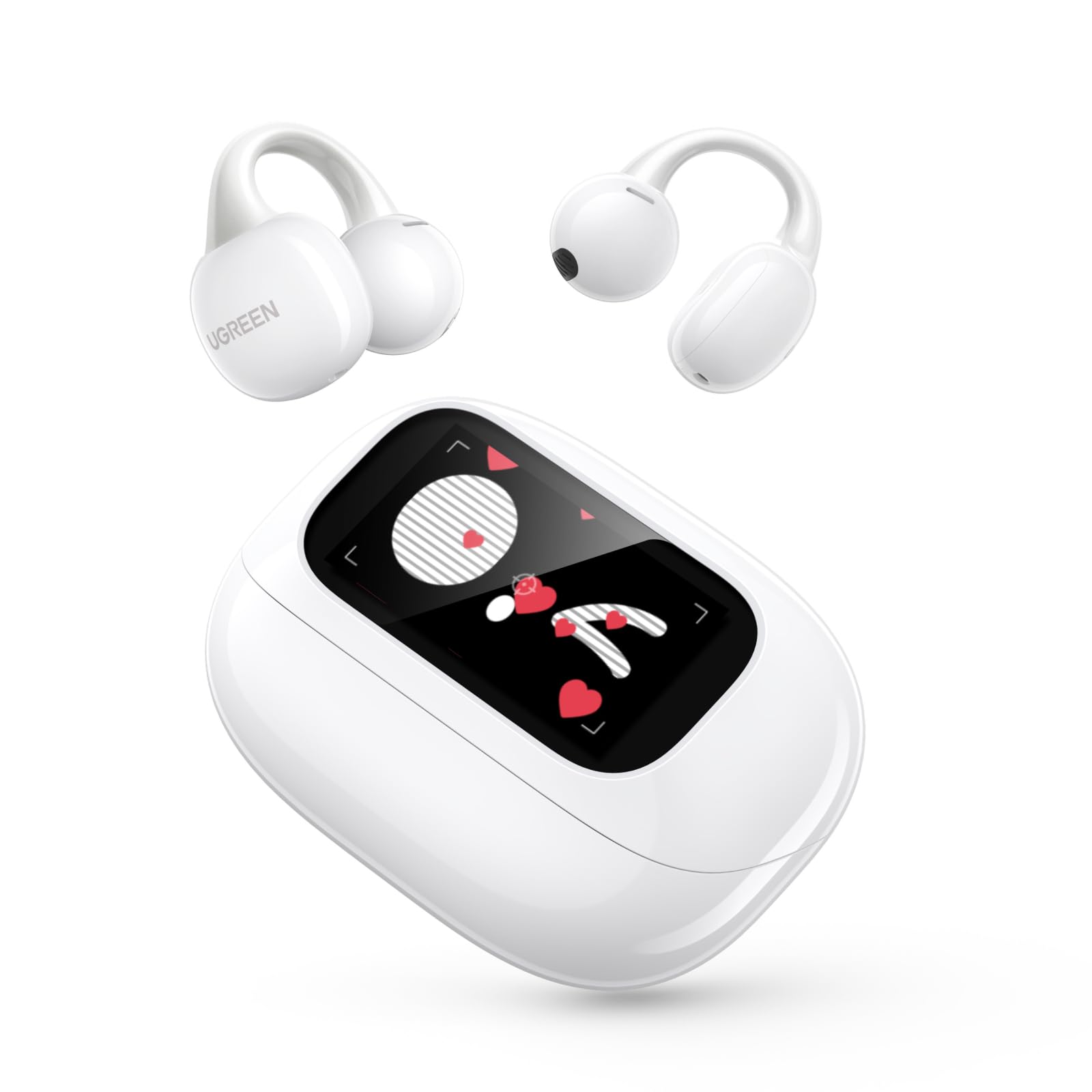 UGREEN S6 Magic Clip-Type Earbuds, Open-Ear Earbuds, with LCD Smart Display, Open-Ear Type, Bluetooth 5.4 0.5 inch (12 mm) Drivers, Total 30 Hours Playback, DNN Noise Canceling