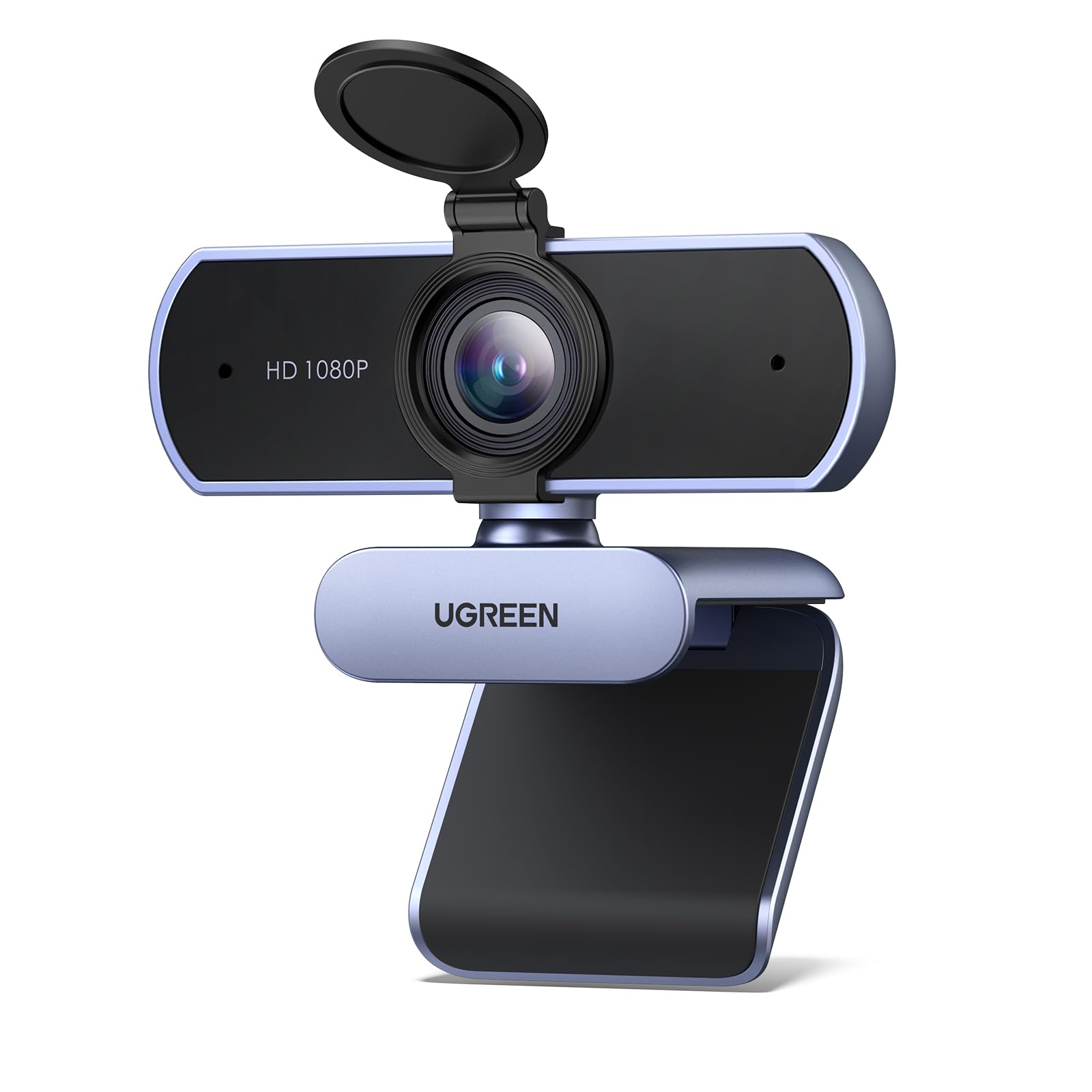 UGREEN Full HD 1080P Webcam with Microphone, 2 Noise-Canceling Mics, 85° Fov & Fixed Focus, Plug and Play, Auto Light Correction, Privacy Cover PC Camera for Zoom/Skype/Teams, Switch 2, Grey