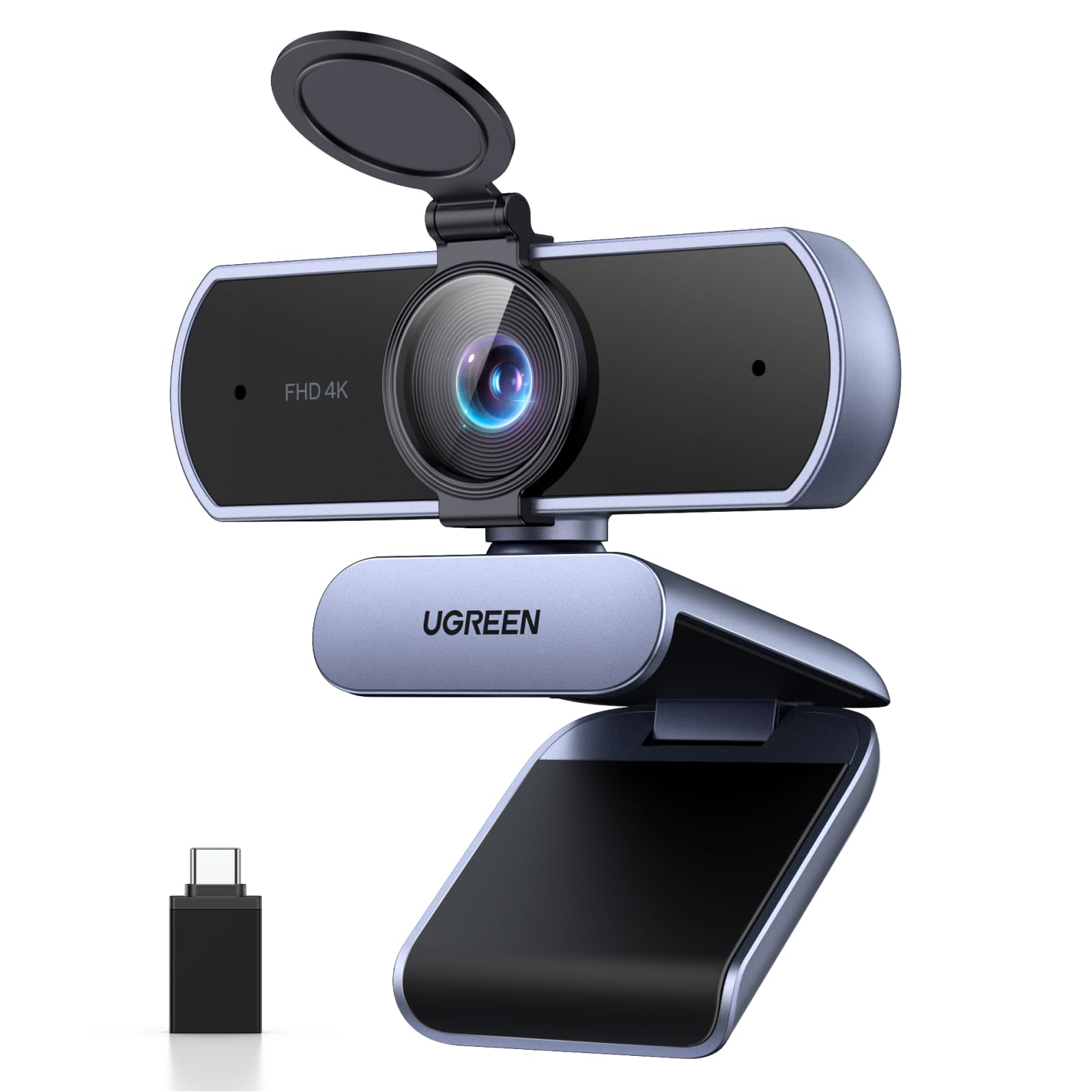 UGREEN 4K Webcam for PC Ultra HD Web Camera with Microphone, Privacy Cover, 70° Fov, PDAF Autofocus, USB A & USB C Adapter, Plug & Play, for Streaming, Conference, Zoom, Switch 2
