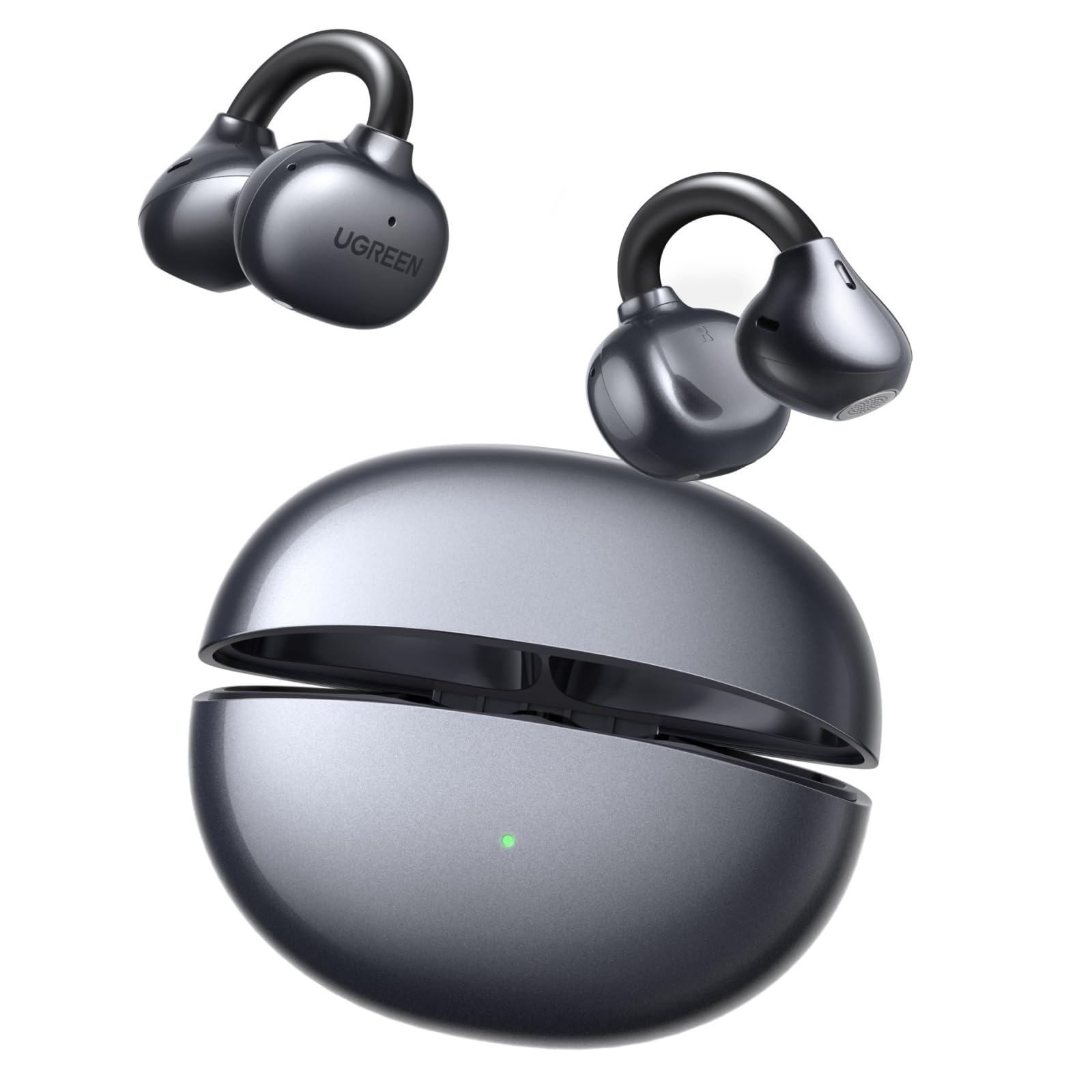 UGREEN ClipBuds Open-Ear Wireless Headphones Bluetooth 6.0 with 4 Mic Clear Call 12mm Diaphragm, Earbuds Clip on Earphones 30H Playtime, App&Touch Control, Lightweight, IPX5 for Fitness, iOS&Android