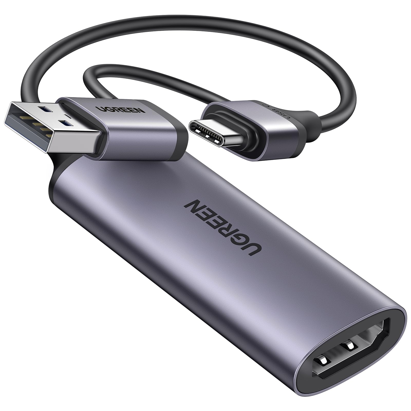 UGREEN Full HD 1080P 60FPS Capture Card HDMI to USB A/Type C 4K Video Capture Card for Streaming, Recording, Gaming, Compatible with Switch 2, PS4, PS5, Xbox, Work with PC/Windows/Mac OS