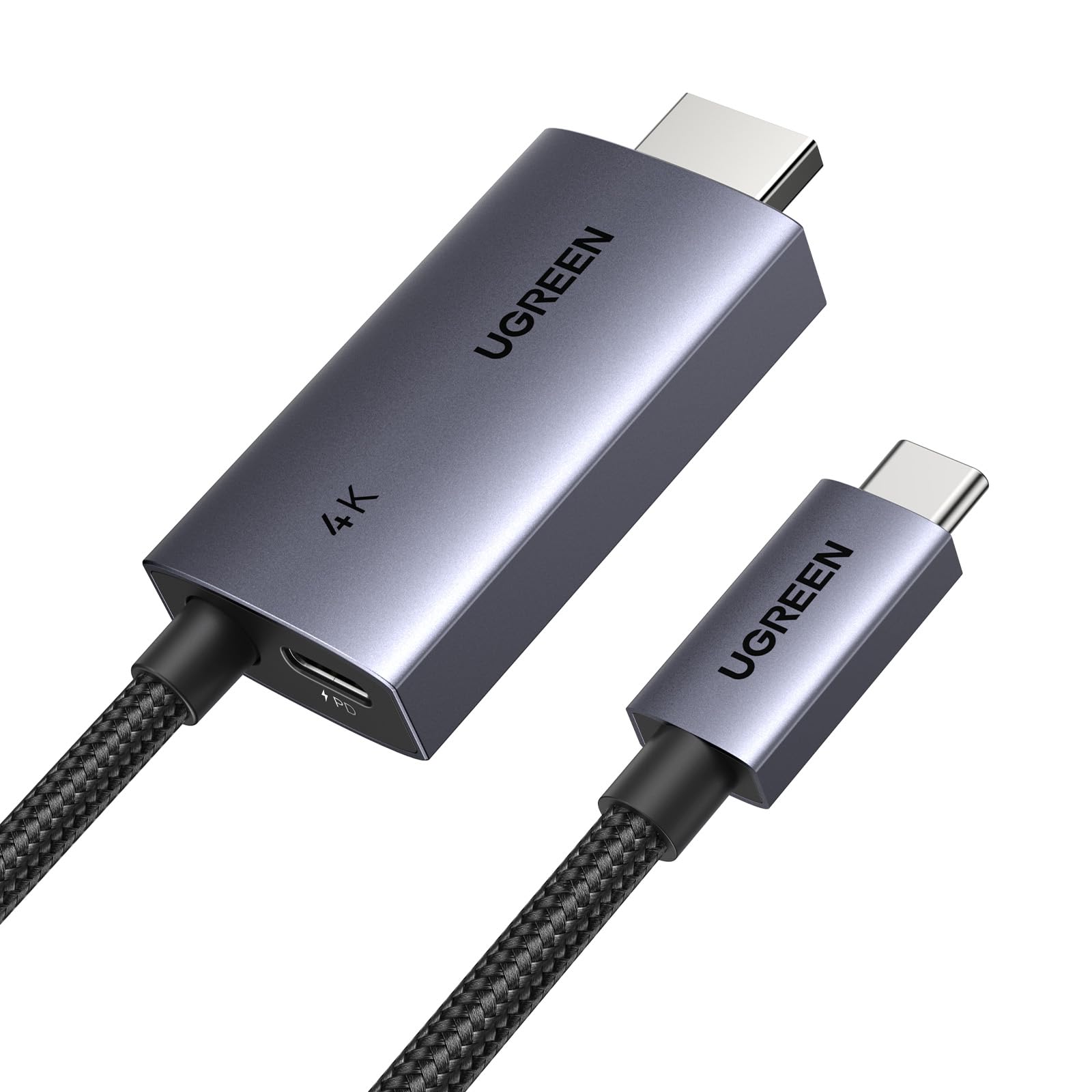 UGREEN USB C to HDMI Cable with 100W PD Fast Charging Adapter 4K@60Hz 2-in-1 Thunderbolt Unidirectional Type C to HDMI Compatible iPhone 17 Pro Max, SteamDeck, MacBook, iPad, Galaxy S25, XPS, 6.6FT