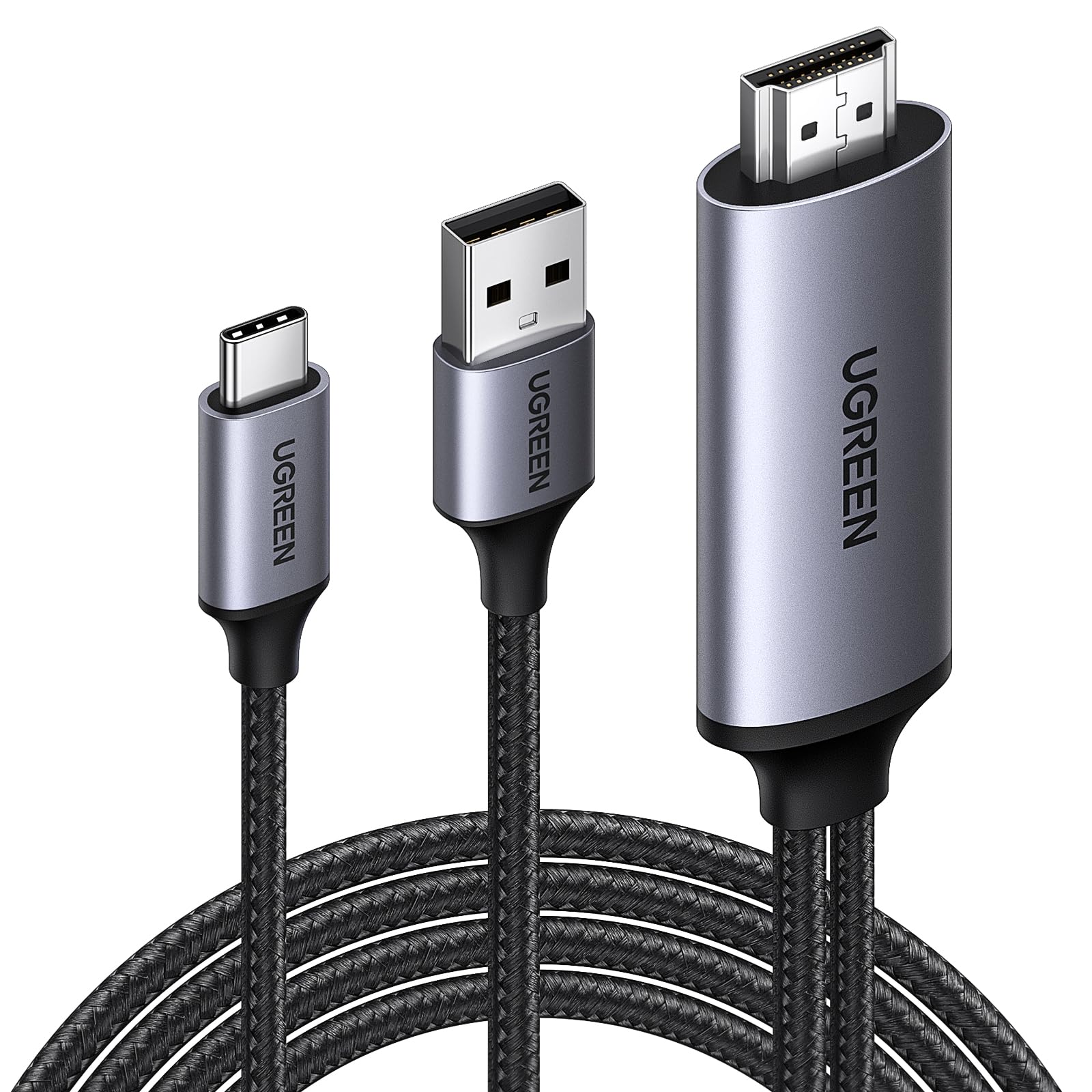 UGREEN Active HDMI to USB C Adapter Cable with USB Power 4K@60Hz Unidirectional HDMI to Thunderbolt 6.6FT Compatible Switch, PS5, SteamDeck, Laptop to USB-C Portable Monitor, AR/XR Headset