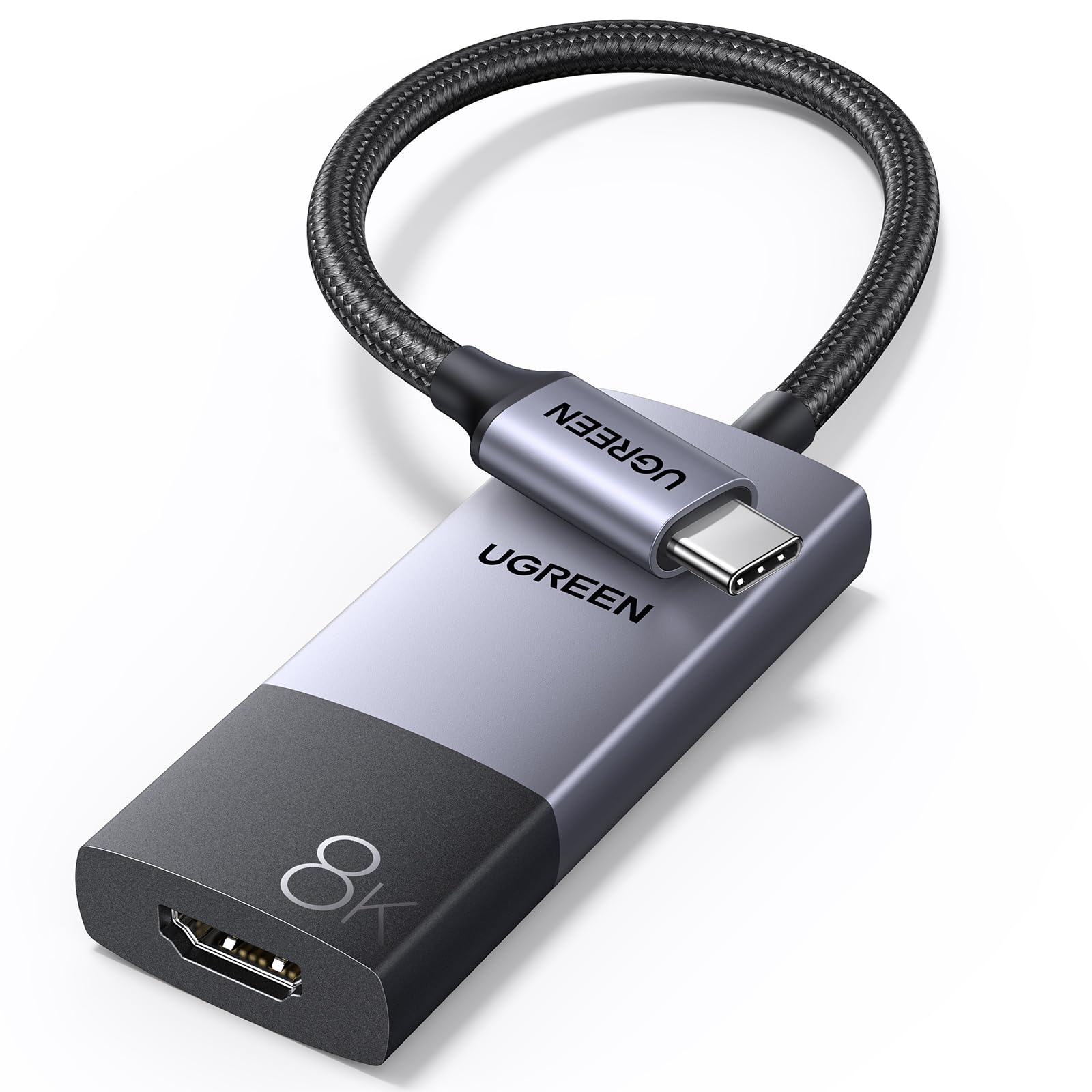 UGREEN USB C to HDMI 2.1 Adapter 8K@60Hz 4K@240Hz Thunderbolt 4/3 to HDMI Converter 48Gbps, HDR, HDCP2.3, Dolby, DSC1.2a, Braided 6.6FT Compatible iPhone 17/16, Galaxy S25, MacBook Pro/Air, iPad, XPS