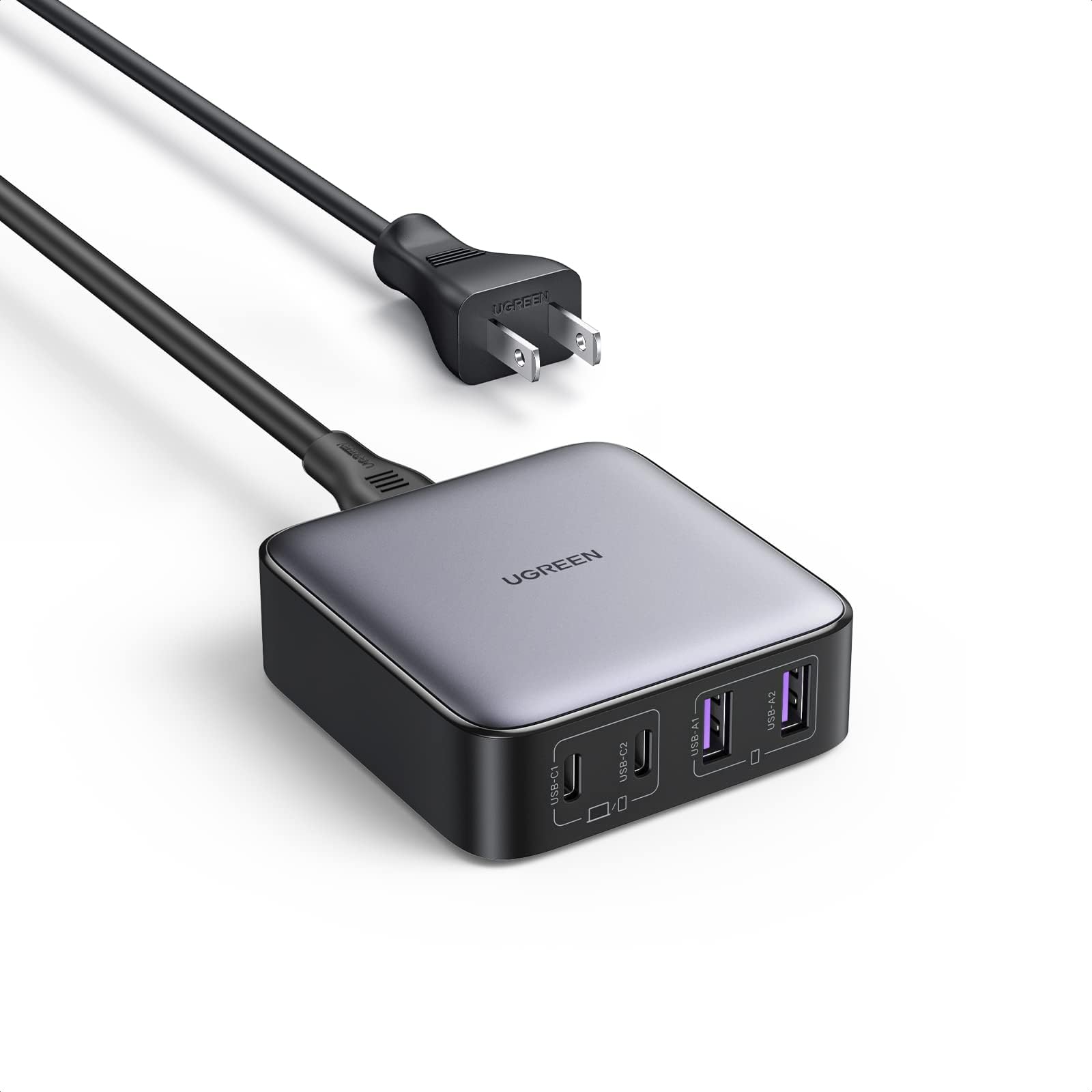 UGREEN Nexode 65W GaN USB C Charging Station, 4-Port Desktop Charger with 2 USB-C and 2 USB-A for iPhone 17/16/15, Galaxy S25/S24 Ultra, Pixel 10/9, iPad Pro, MacBook Pro/Air, Steam Deck