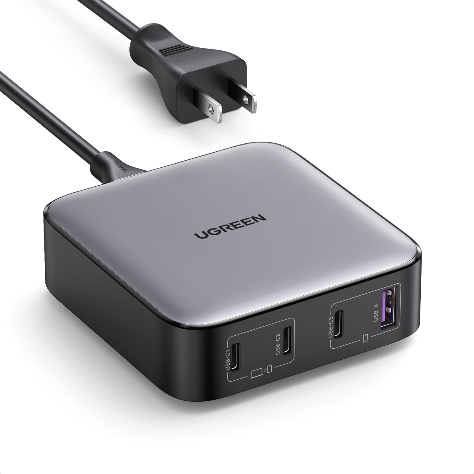 UGREEN Nexode 100W GaN USB C Charging Station, 4-Port Fast Desktop Charger Compatible with MacBook Pro, Dell XPS, iPhone 17/16/15 Series, Galaxy S25/S24 Ultra, Pixel 10/9, iPad, Steam Deck
