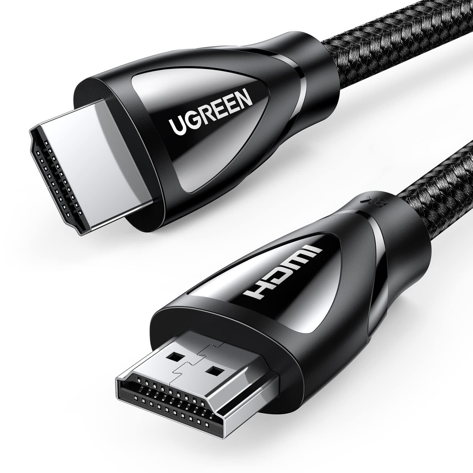 UGREEN 8K HDMI Cable 2.1 6.6FT, 48Gbps Ultra High Speed Braided HDMI Cord 10K 8K@60Hz 4K@240Hz, eARC HDR10 HDCP 2.2&2.3, Compatible with PS5/Xbox Series X/Roku TV/HDTV/Blu-ray