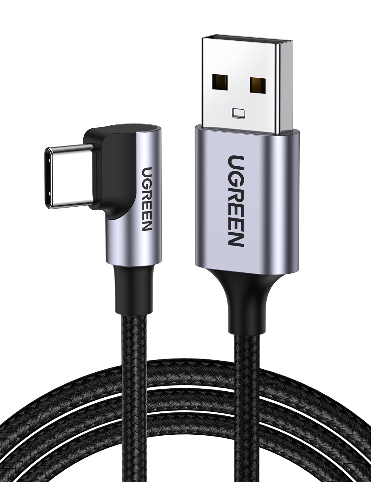 UGREEN Right Angle USB C Cable, USB A to USB C Cable 90 Degree Type C Cord Compatible with iPhone 16/16 Plus/16 Pro/16 Pro Max/15, Galaxy S24/S23/S10/S10+, iPad mini 6/Air 5, Pixel 8/7, 3.3FT