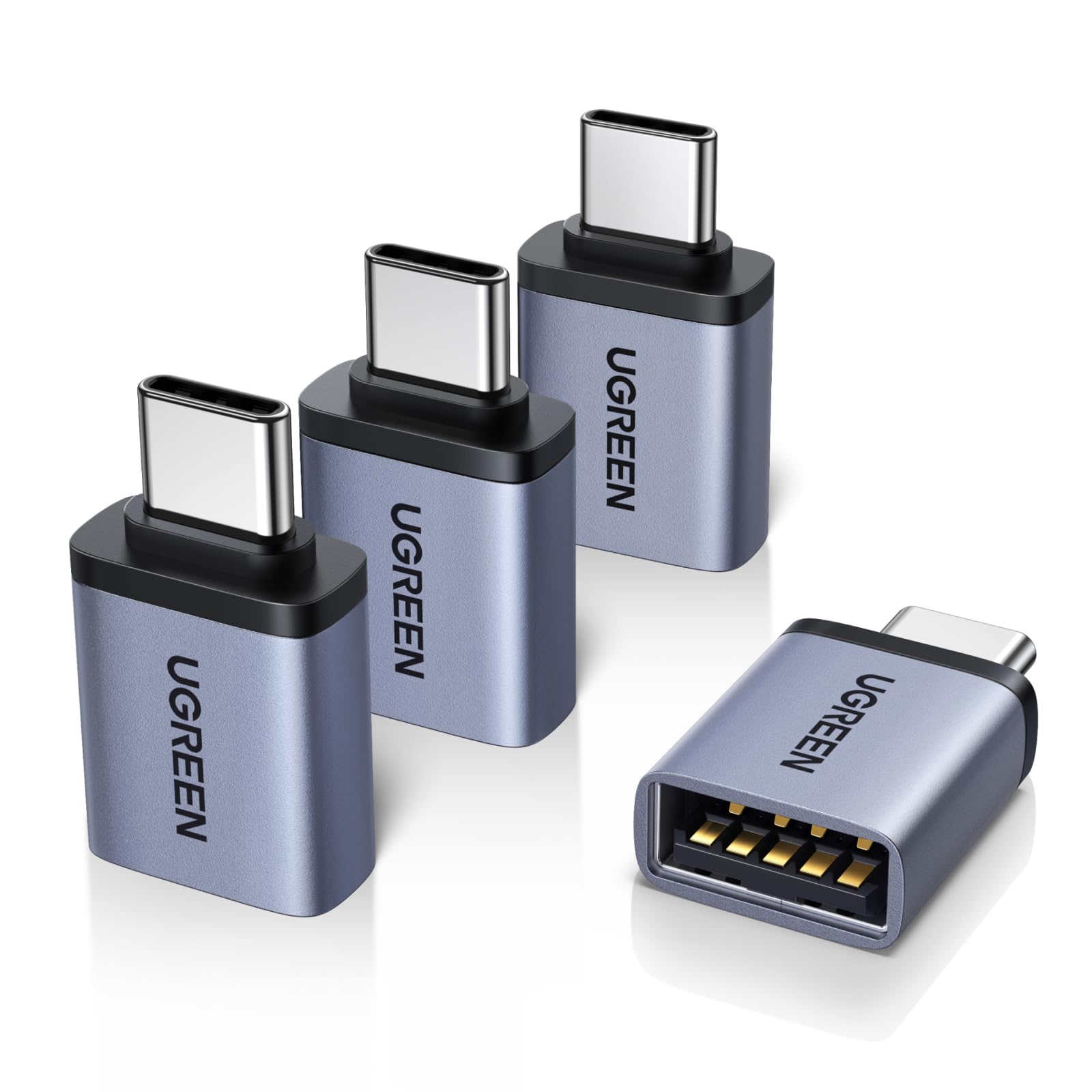 UGREEN USB C to USB Adapter 4 Pack, 10Gbps USBC Male to USB 3.2 Female Adapter, Type C USB C Adapter for MacBook Pro,iMac,iPhone 17 16 15 Pro Max,iPad Pro, Thunderbolt 4, Samsung,Space Gray