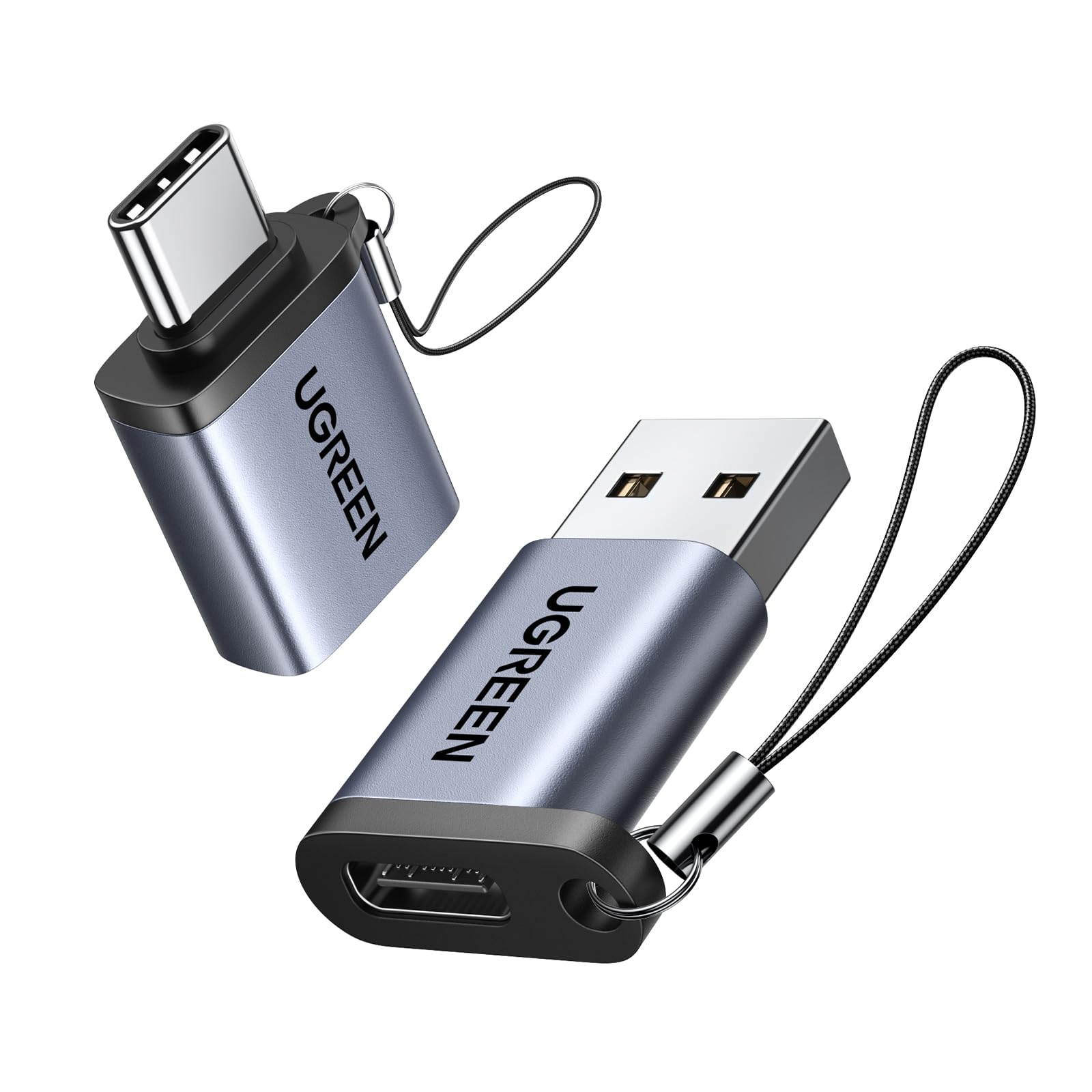 UGREEN USB to USB C Adapter 2 Pack,10Gbps USB C Female to USB Male Adapter Thunderbolt Compatible with iPhone 16 15, MacBook, iPad, Samsung Galaxy,Apple MagSafe Watch 9/8