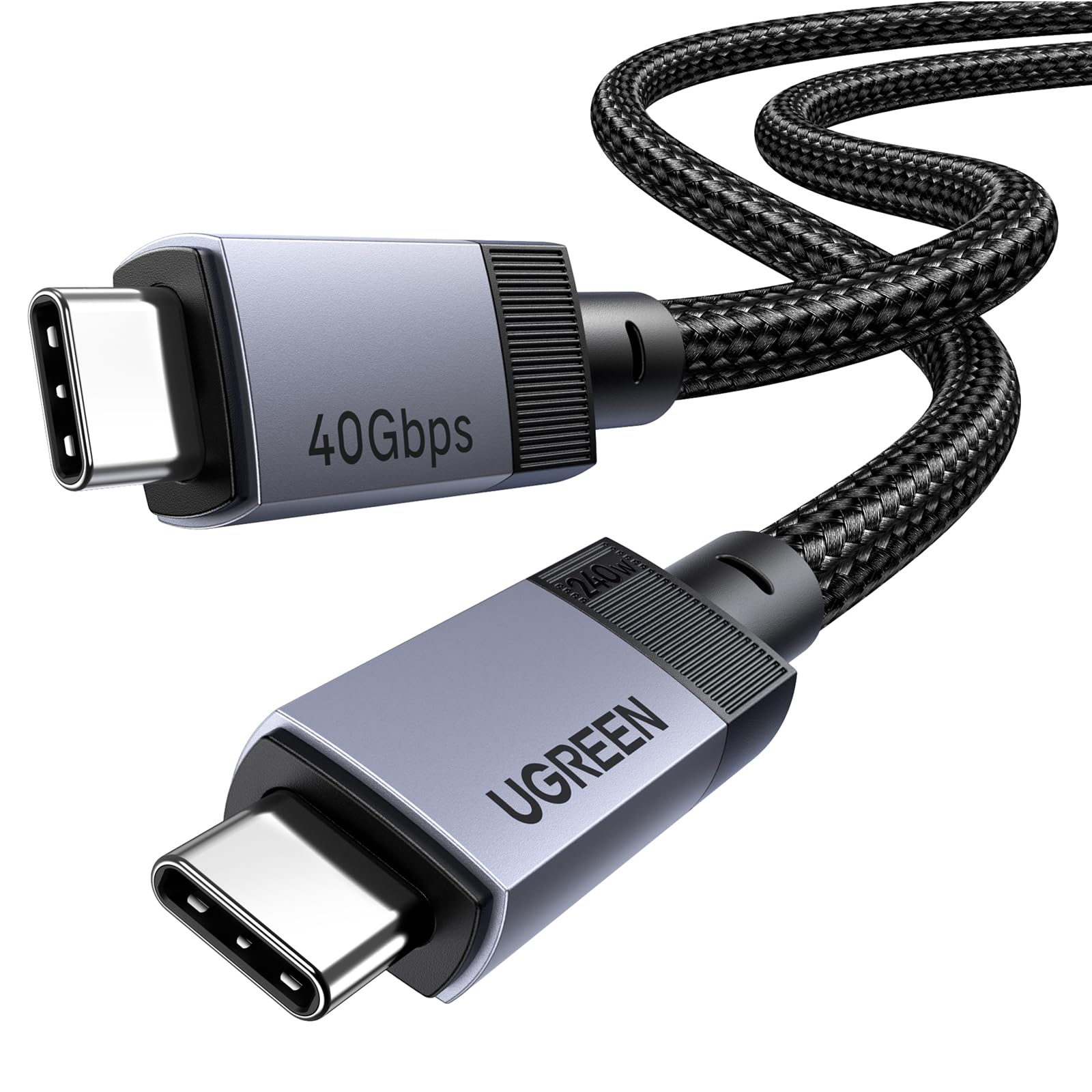 UGREEN 240W USB C Cable, 40Gbps USB C Cable USB4.0 GEN3 8K 60Hz PD 3.1 Video Cable Compatible with Thunderbolt 4/3, USB C Monitors, Hubs, Docks, MacBook, iPhone 17/16/15, Galaxy S25/S24, 3.3FT