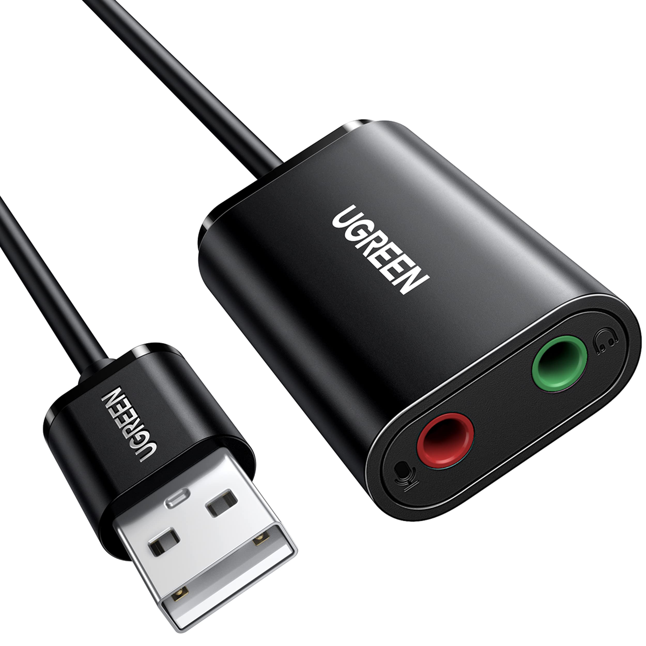 UGREEN USB to Audio Jack Sound Card Adapter with Dual TRS 3-Pole 3.5mm Headphone and Microphone USB to Aux 3.5mm External Audio Converter for Windows Mac Linux PC Laptops Desktops PS5 Switch 2