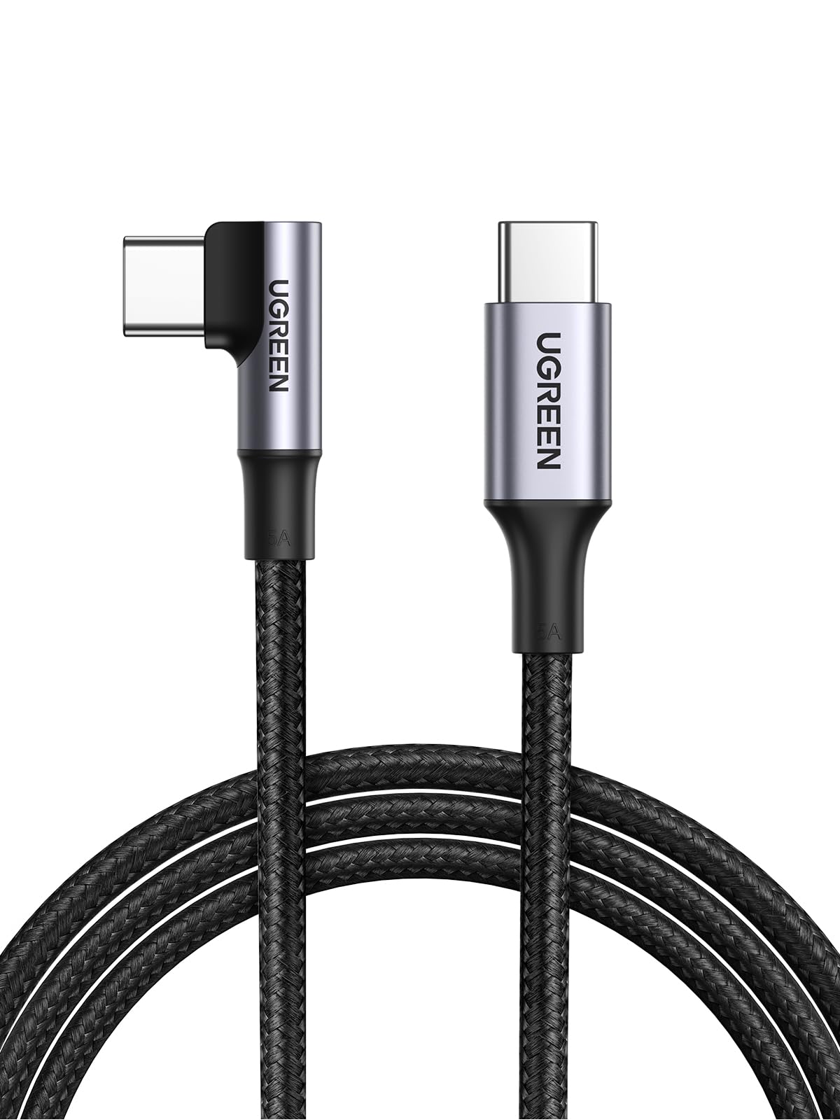 UGREEN Right Angle USB C to USB C Cable, 100W Type C 90 Degree Fast Charging Cable Compatible with iPhone 17/17 Air/17 Pro/16, MacBook Pro 2022, iPad Pro 2022, Dell XPS, Samsung Galaxy S25/S24, 6.6FT