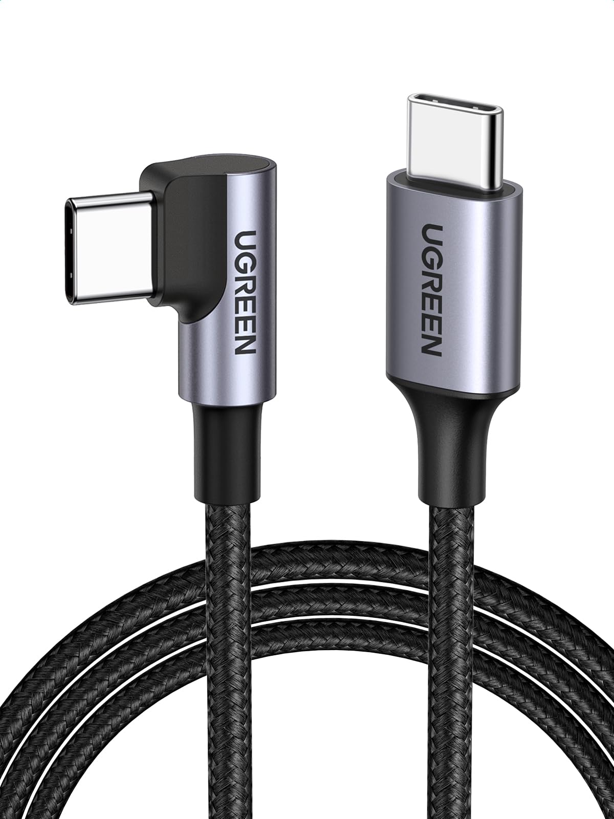 UGREEN Right Angle USB C Cable 6.6FT, 60W USB C to USB C Cable 90 Degree Type C Cable for iPhone 17/16, MacBook Pro/Air, iPad Pro 2022/Air 5/Mini 6, Galaxy S25/S24/S23, Pixel 10/9, Switch