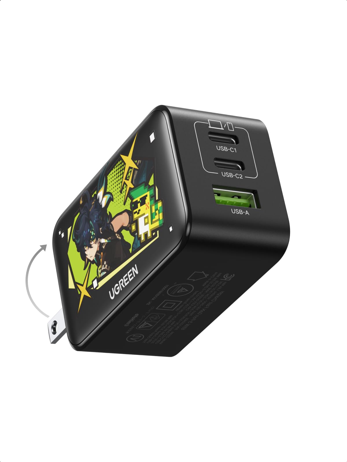 UGREEN Nexode 65W GaN USB C Wall Charger, 3-Port Compact Foldable Fast Charger for MacBook Pro/Air, Dell XPS, iPhone 17/16/15, Galaxy S25/S24, Pixel 10/9, iPad Pro (Genshin Edition)