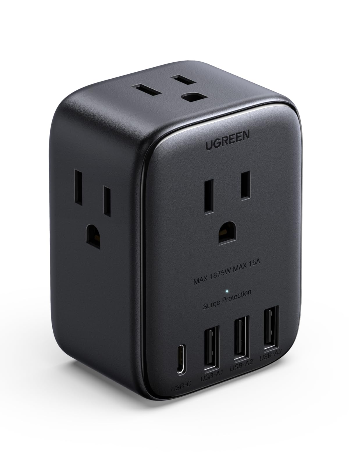 UGREEN Multi Plug Outlet Extender with Surge Protection, Compact 4-Sided 8-Port Design, GaN Power Strip with 20W PD Charging for iPhone, iPad Series, College Dorm/Office/Home/Travel Essentials 2025