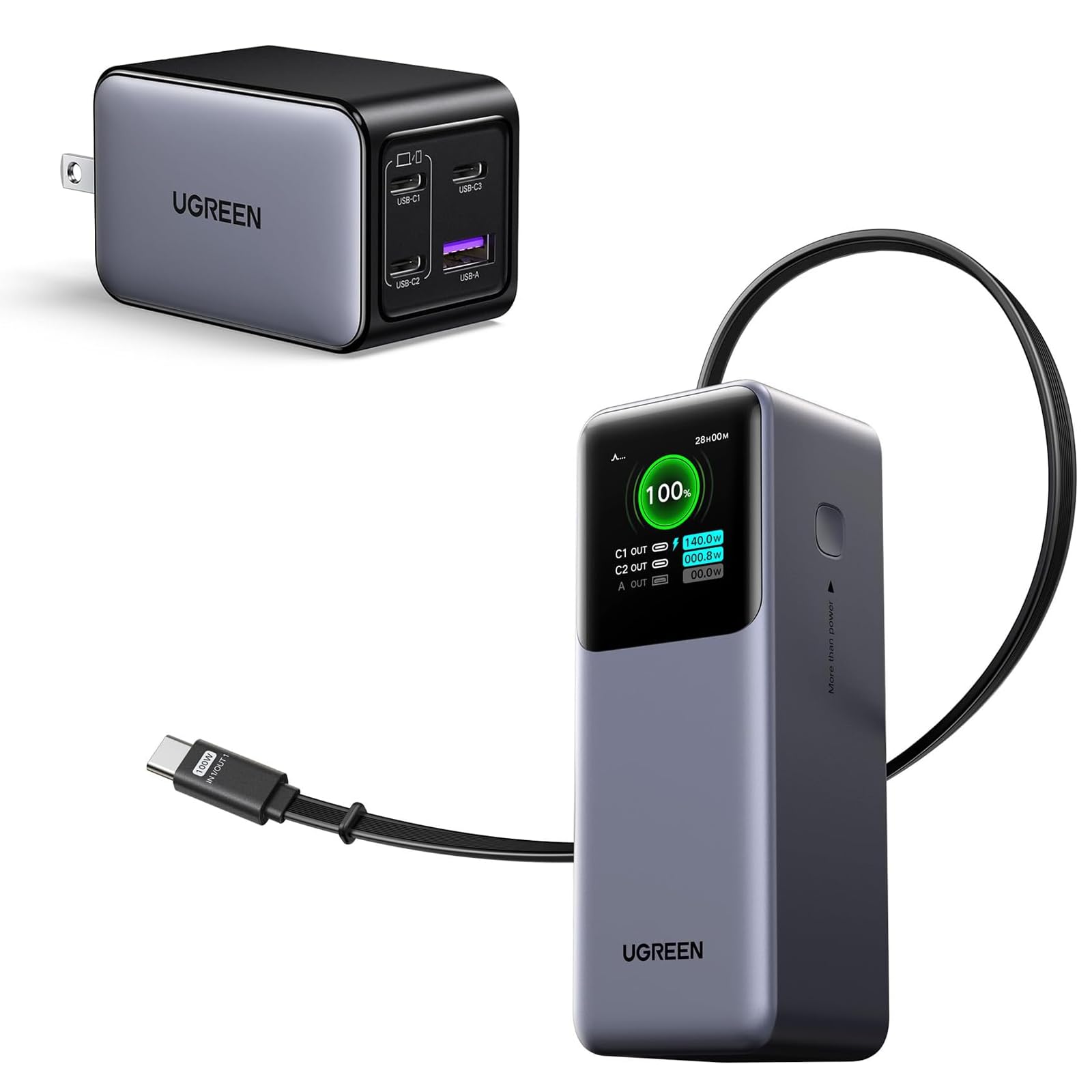 UGREEN Nexode Power Bank Bundle with Nexode 65W GaN USB C Wall Charger 4-Port
