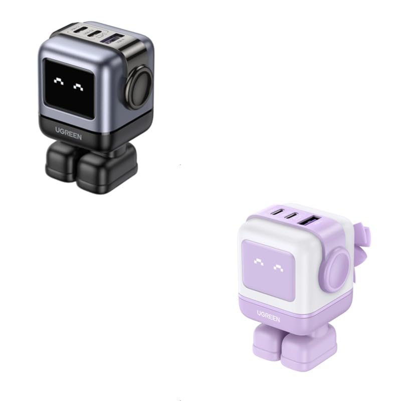 UGREEN 65W USB-C Charger Bundle, Black Robot + Purple Robot 3-Port Fast Charger Combo, Compatible with iPhone 16/15/14/13, Galaxy S25/S24, iPad Pro, MacBook Air, Pixel