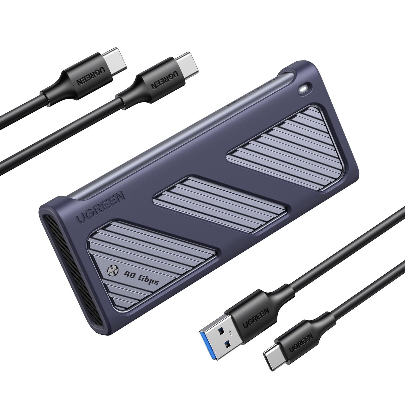 UGREEN 40Gbps M.2 NVMe SSD Enclosure with Cooling Fan&Anti-Drop Cover, Compatible with Thunderbolt 4/3 USB4/3.2/3.0/2.0 for M1 M2 Pro, Supports M and B&M Keys and Size 2230/2242 /2260/2280 SSDs