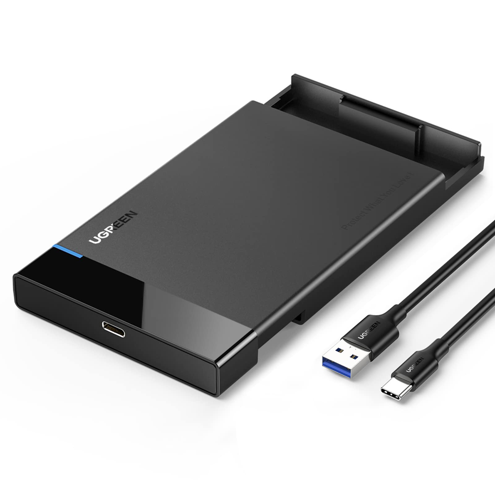 UGREEN 2.5" Hard Drive Enclosure USB C 3.1 Gen 2 to SATA III 6Gbps for SSD HDD 9.5 7mm External Hard Drive Disk Case with UASP Compatible with WD Seagate Toshiba Samsung Hitachi PS4 Xbox Router