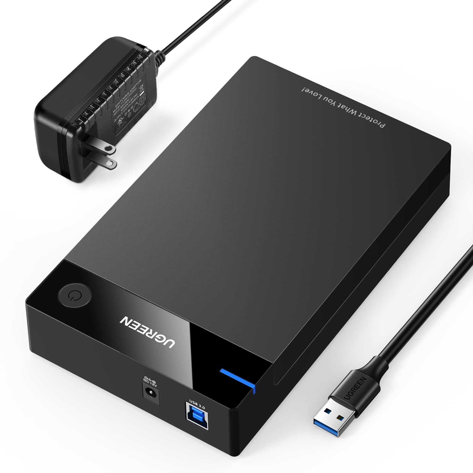 UGREEN External Hard Drive Enclosure for 3.5 2.5 Inch SATA SSD HDD USB 3.0 to SATA III Hard Drive Case with UASP 12V Power Adapter Compatible with WD Seagate Toshiba Samsung Hitachi PS5 Xbox