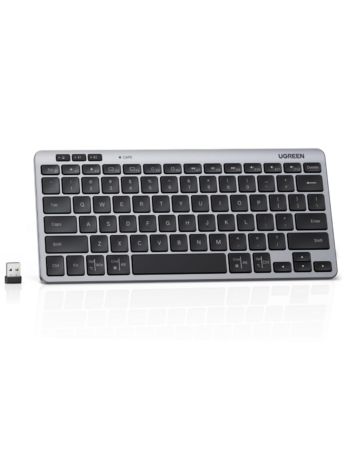 UGREEN K551 Slim Quiet Wireless Bluetooth 78Keys Keyboard, 3-Device Free Switching with Bluetooth & 2.4G, Compatible with Windows/macOS/iOS/Android, Works with MacBook, Lenovo, HP
