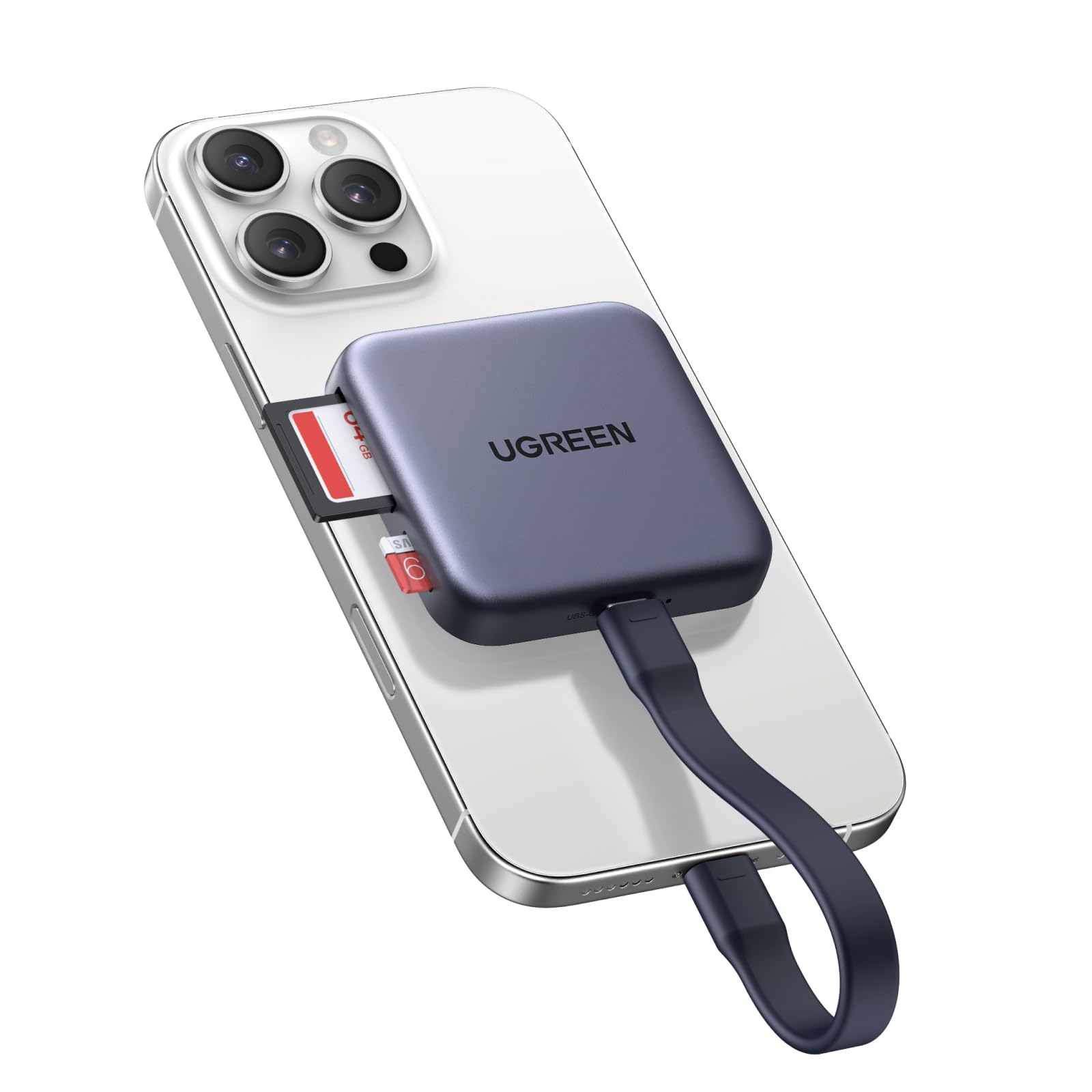 UGRREN Magnetic USB C SD 4.0 Card Reader, Portable Micro SD Card Reader Memory Card Reader Adapter for iPhone 16/15 MacBook Compatible 312MB/s SD/TF/Micro SD