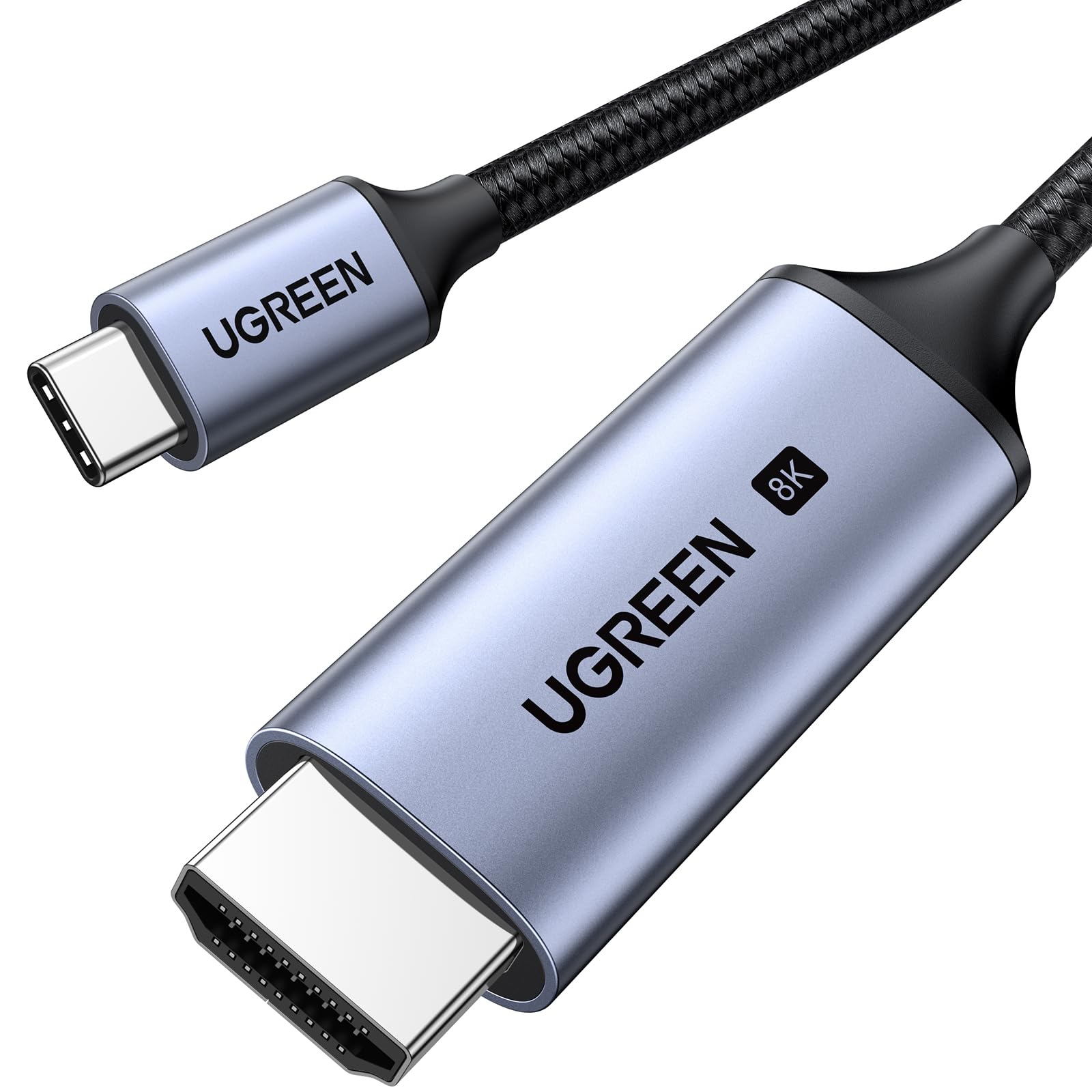 UGREEN USB C to HDMI Cable 8K@60Hz 4K@240Hz Thunderbolt 4/3 Type C to HDMI 2.1 Cable 48Gbps HDR HDCP2.3 Compatible for MacBook Pro Air iPad, Mac mini, iPhone 17 ProMax, Galaxy S25, Pixel 9, XPS, 6.6FT