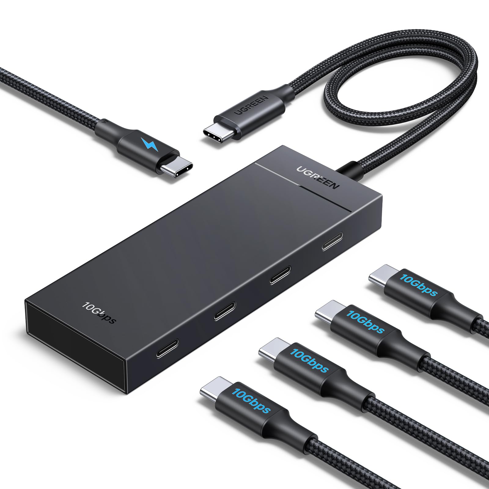 UGREEN Powered 100W 10Gbps USB C Hub - 5 in 1 Adapter with 4 USB-C, 100W PD Ports for MacBook/Air, iPad Pro, iPhone, Surface, Laptops and More