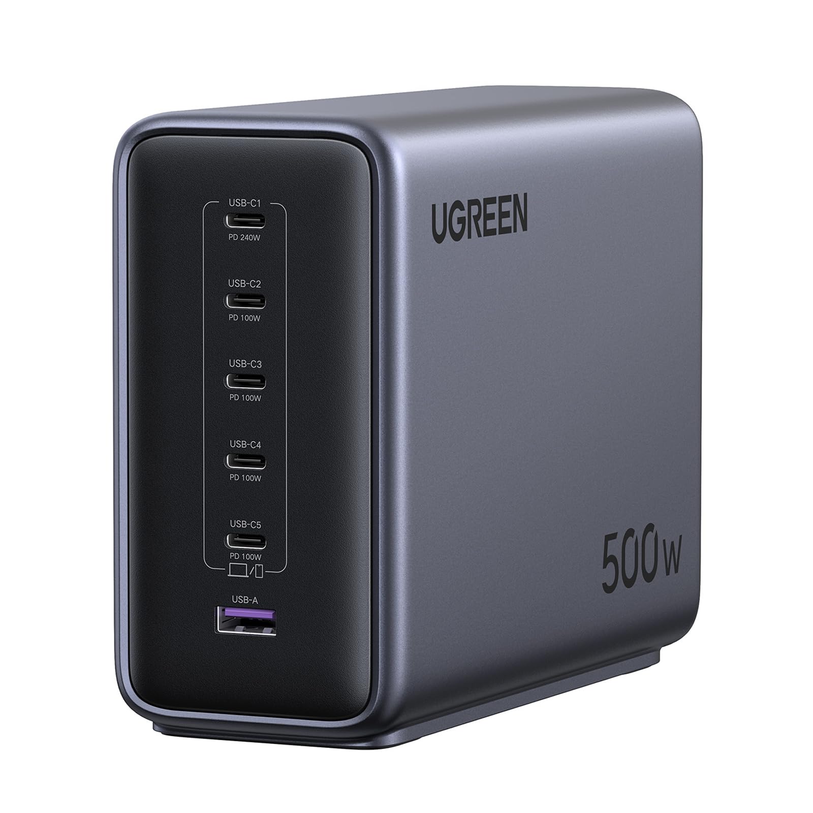UGREEN Nexode 500W GaN Charging Station, 6-Port USB-C & USB-A with 240W Single Port, Smart Temperature Control & Space-Saving Design for iPhone 17/16/15, Galaxy S25/S24, MacBook Pro/Air, iPad, Laptops