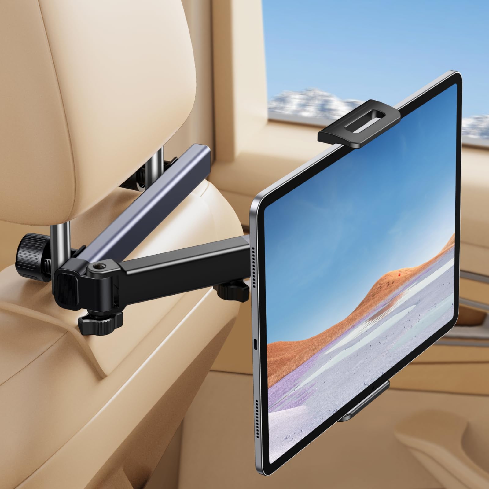 UGREEN Car Headrest Tablet Holder Adjustable Extension Arm Backseat Mount Car Seat for Kids Travel Accessory Compatible with iPad Air Mini iPhone Galaxy Tab Switch 4.7-9.84 inches Devices
