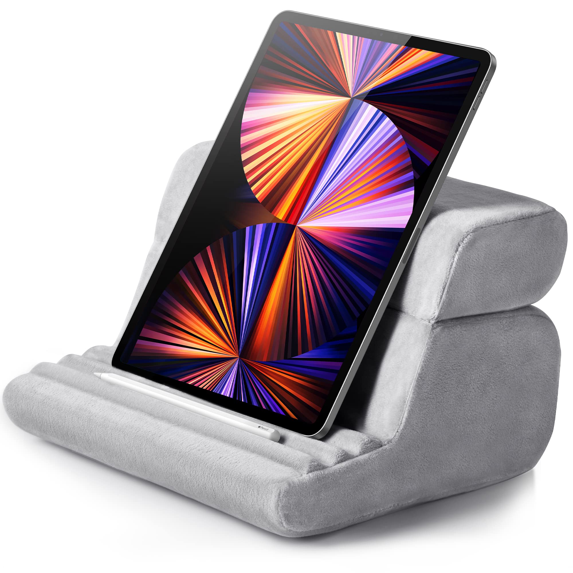 UGREEN Tablet Pillow Stand for Lap Soft Holder Bed with 3 Viewing Angles Adjustable Home Office Accessories Compatible with iPad Pro 13 12 11 10.5 Air Mini 5 4 3 2 Phone 16 15 14 E-Reader Grey